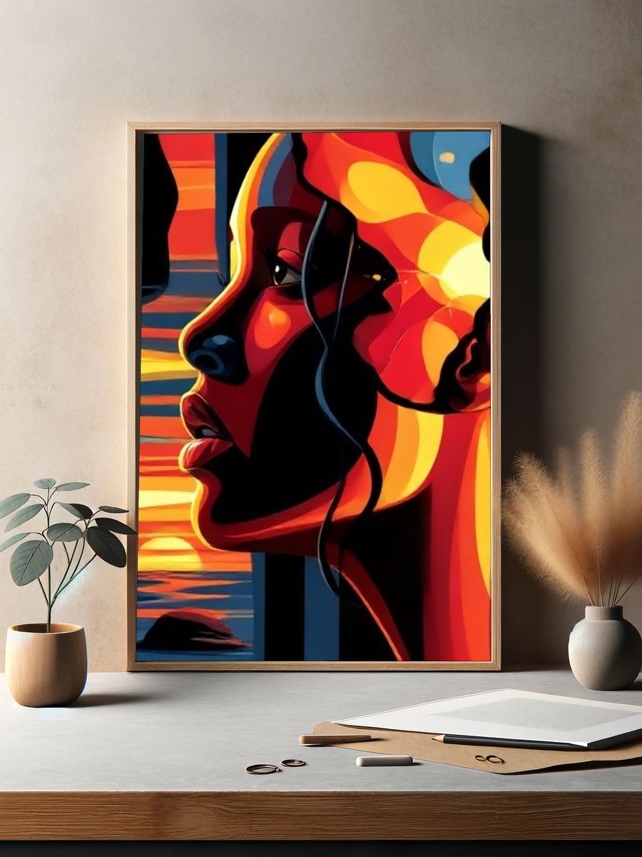 Sunset Profile Illustration Poster. — room view 2
