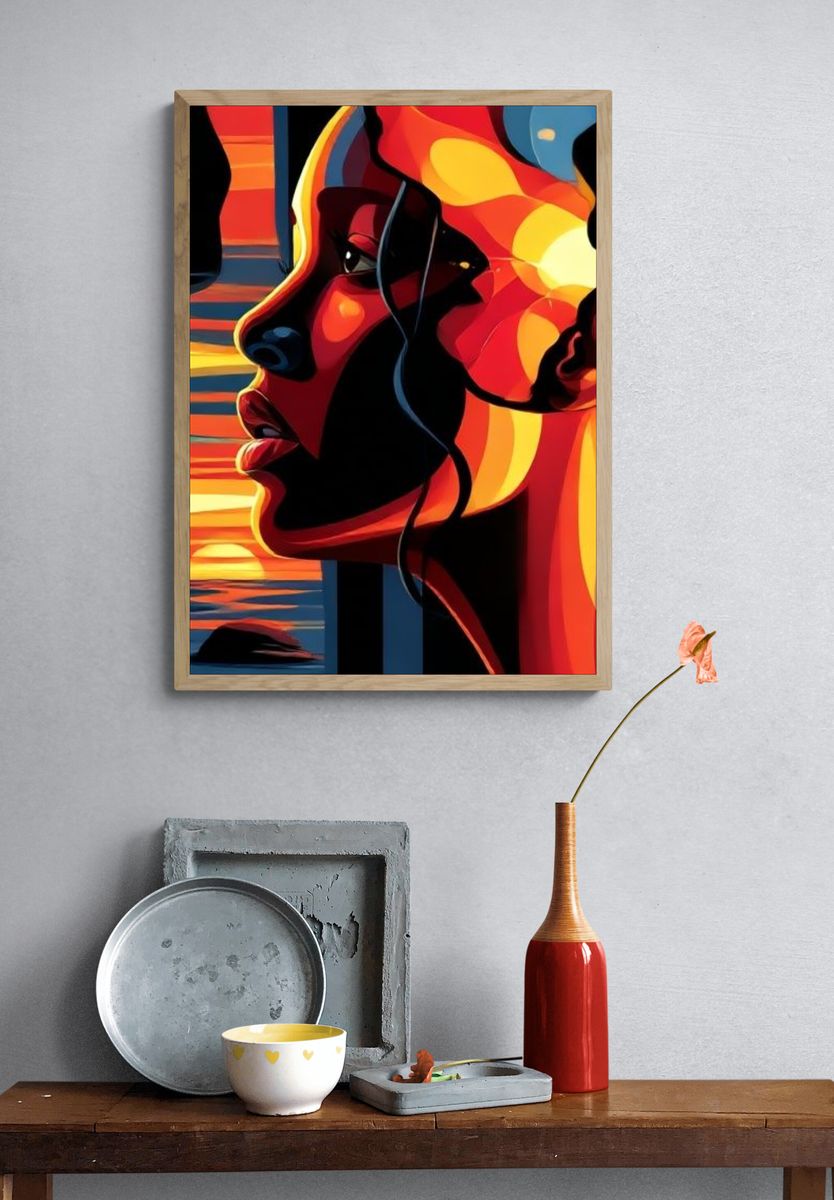 Sunset Profile Illustration Poster. — room view 3