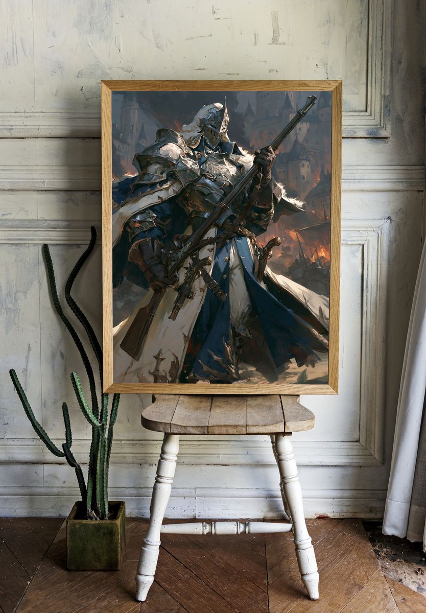 Armored Knight Digital Art Poster. room preview