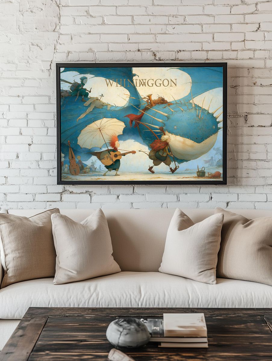 Whimsical Whale Parade Print. — room view 1