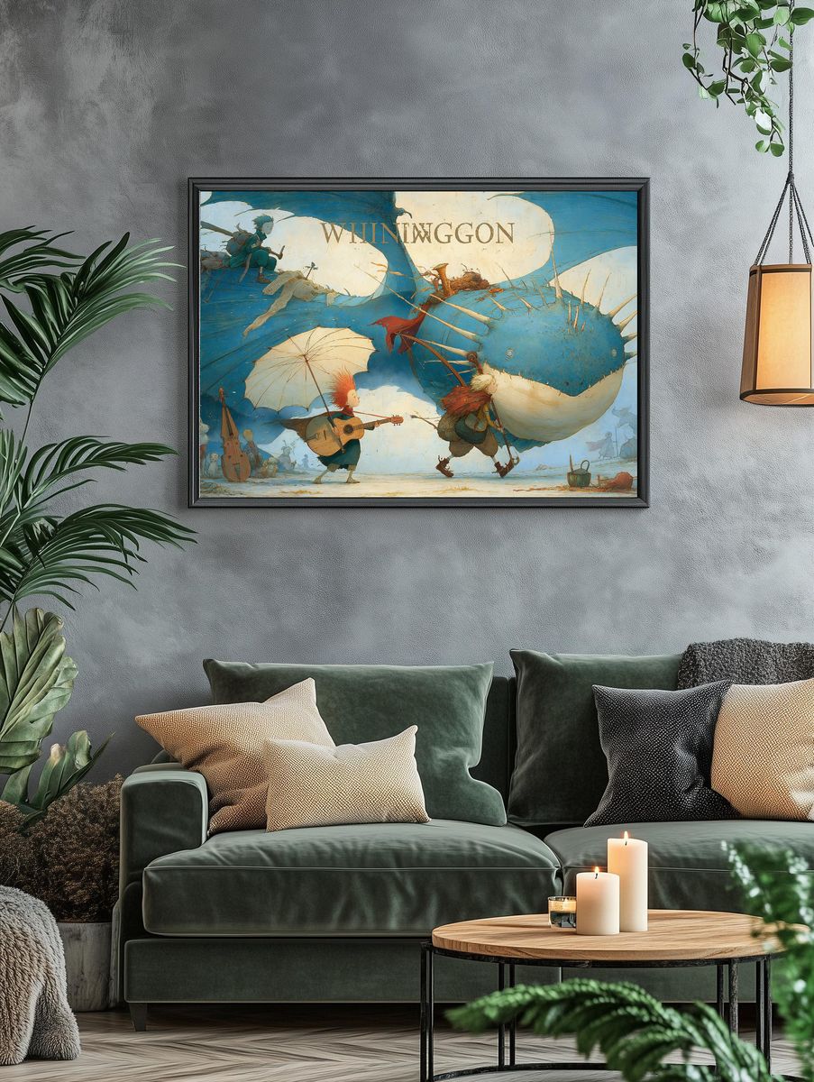 Whimsical Whale Parade Print. — room view 4