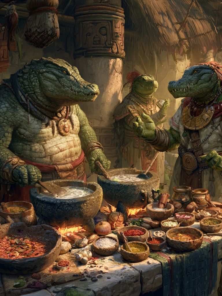 Crocodile Market Feast Illustration Poster. poster detail