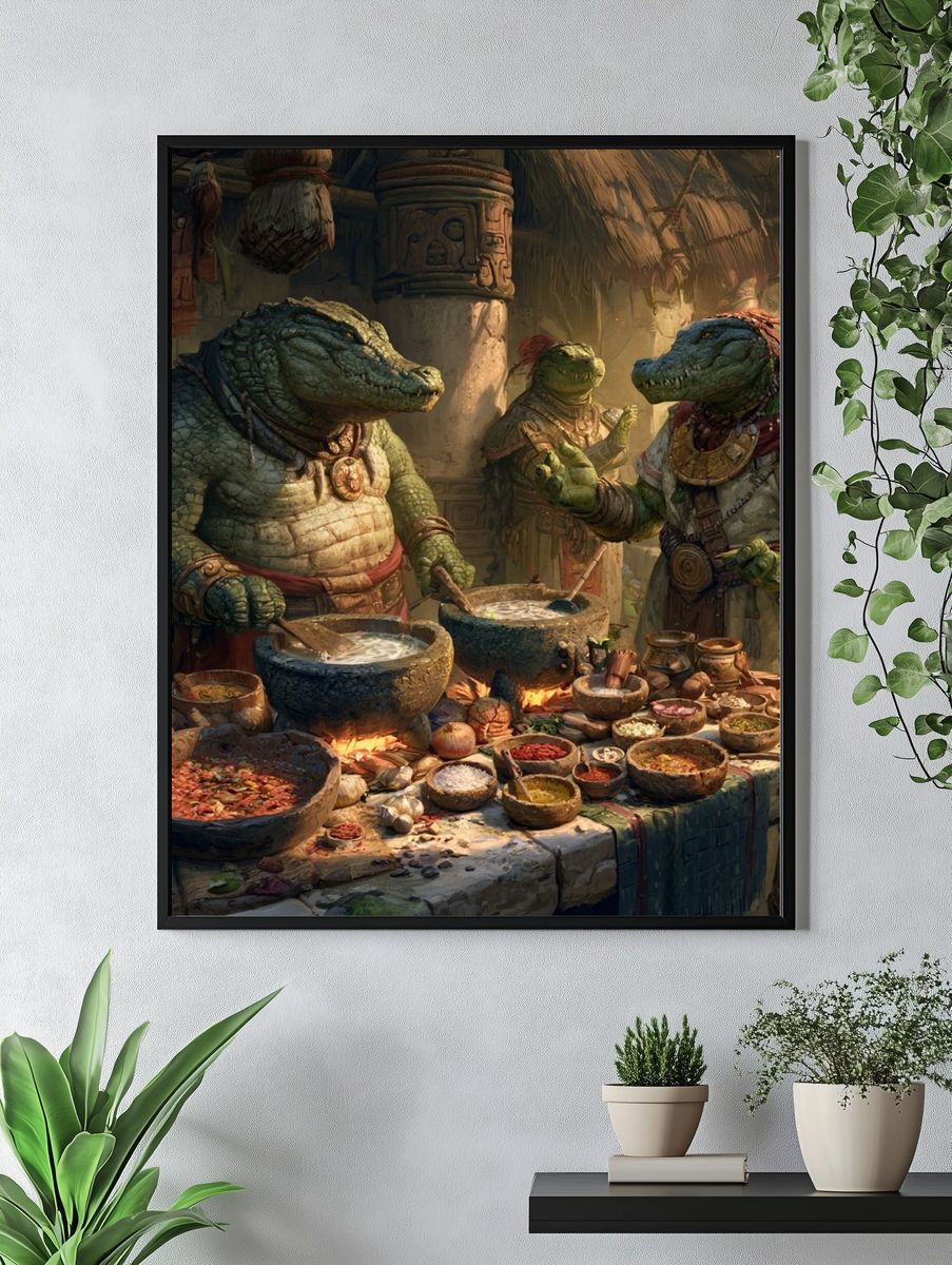 Crocodile Market Feast Illustration Poster. — room view 4