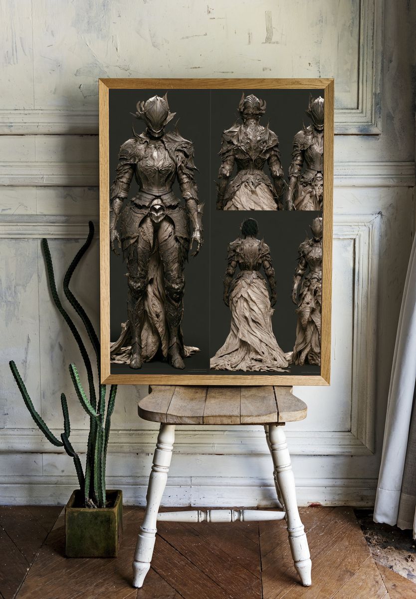 Armored Fantasy Warrior Print. room preview