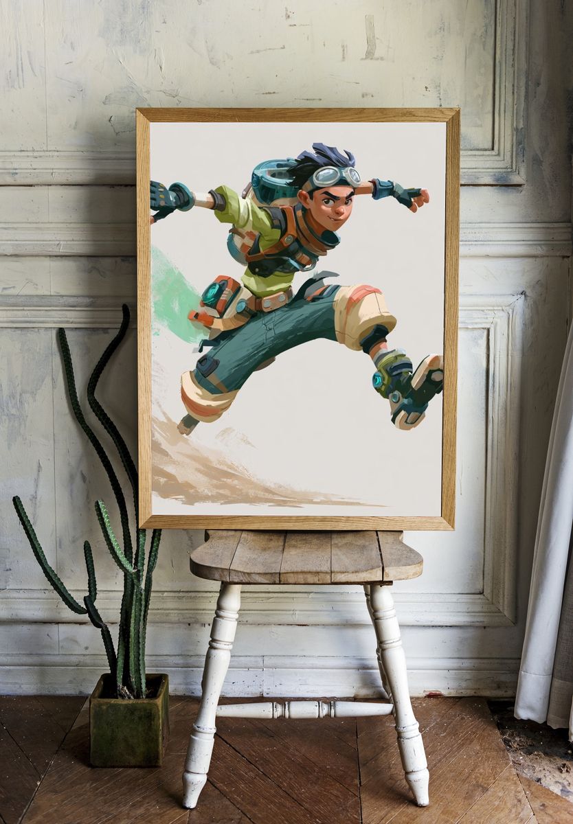 Adventurer Jump Illustration Poster. — room view 1