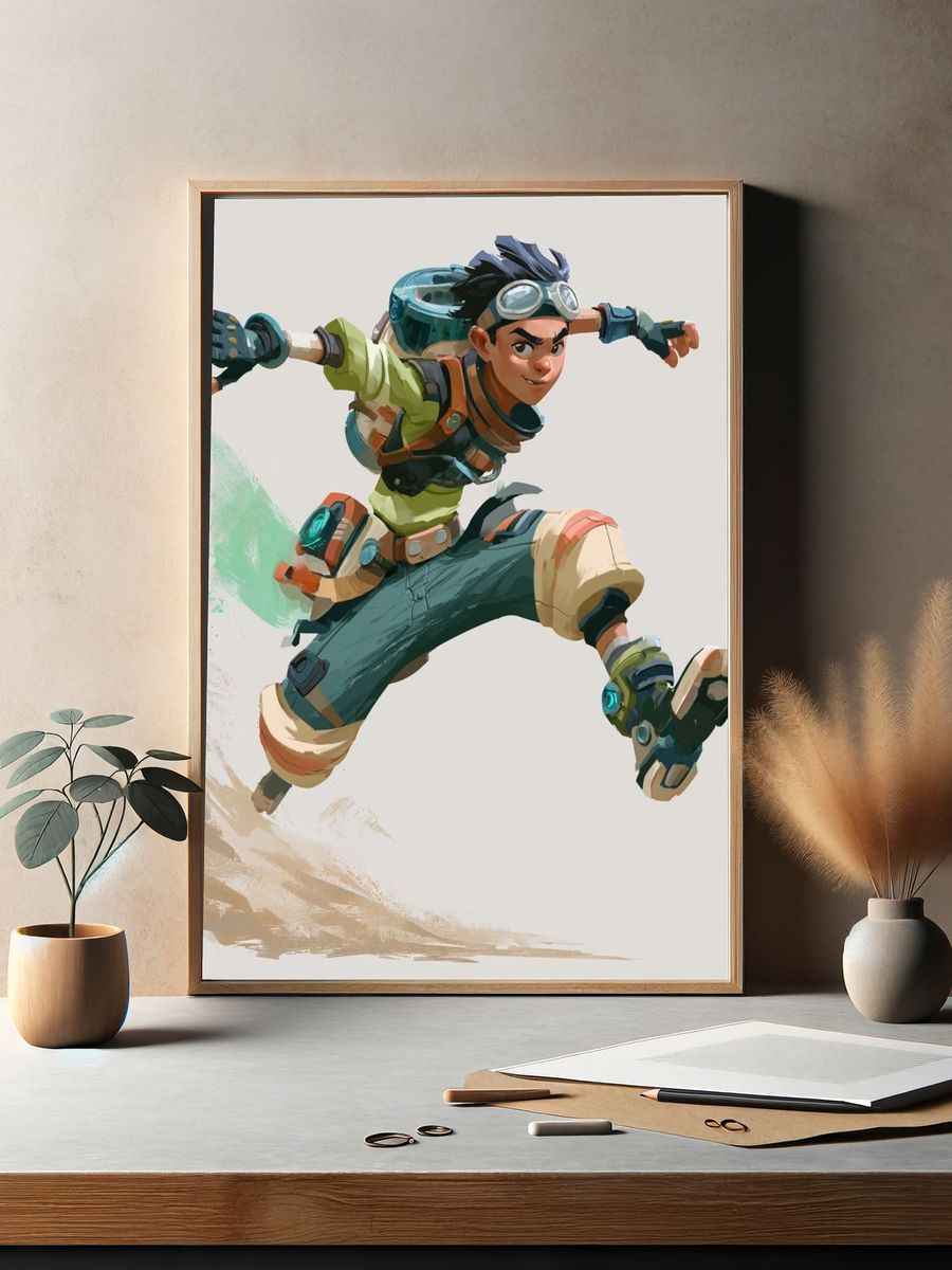 Adventurer Jump Illustration Poster. — room view 2