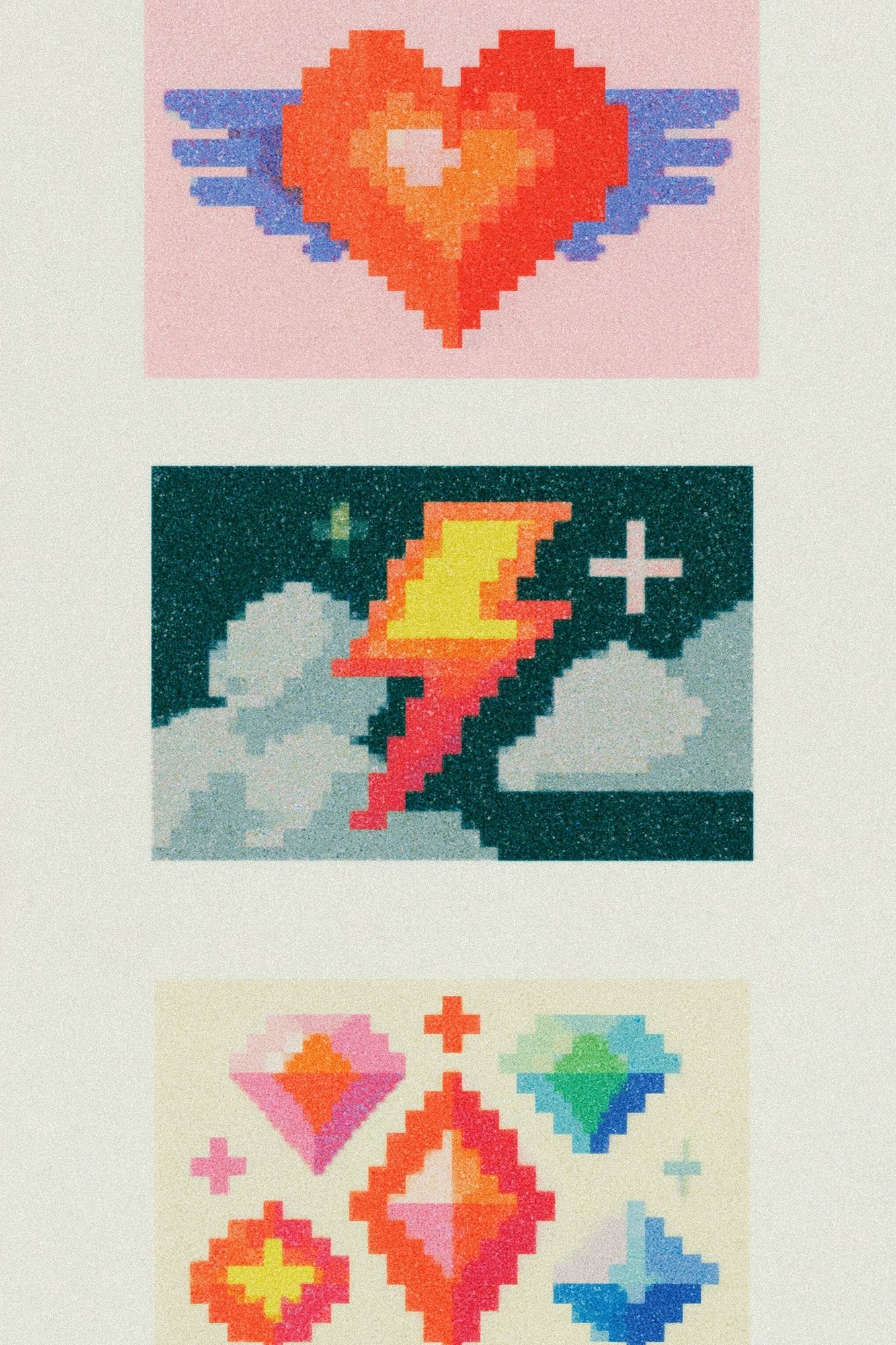 Pixel Heart Wings Poster. poster — illustration art