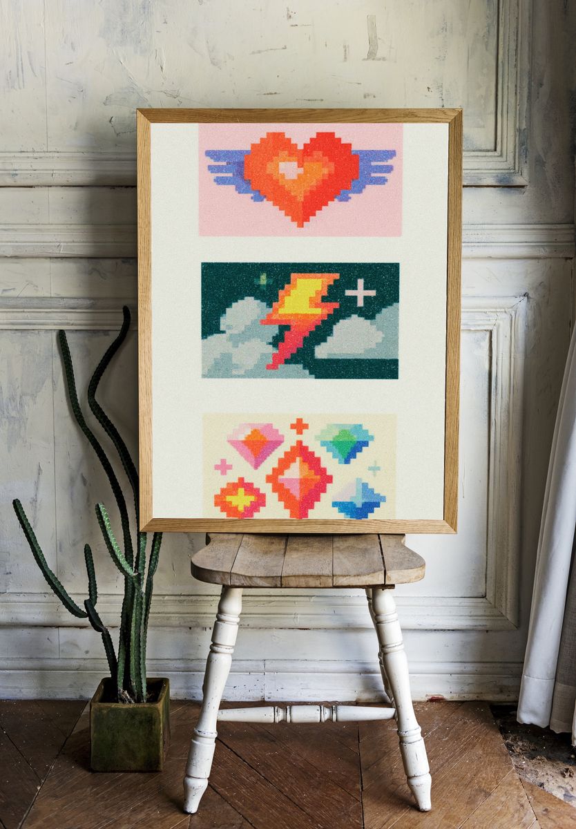 Pixel Heart Wings Poster. room preview