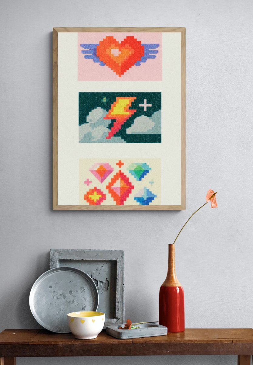 Pixel Heart Wings Poster. — room view 3