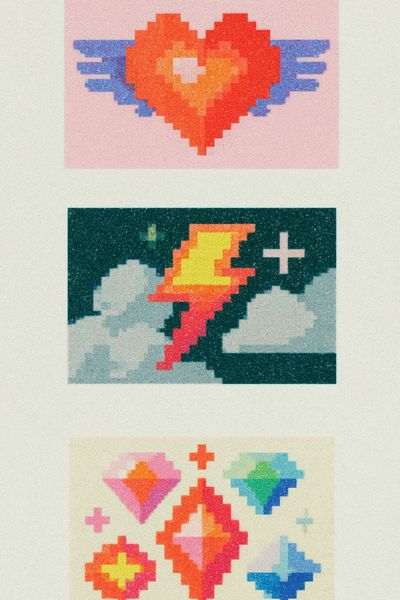 Pixel Heart Wings Poster.
