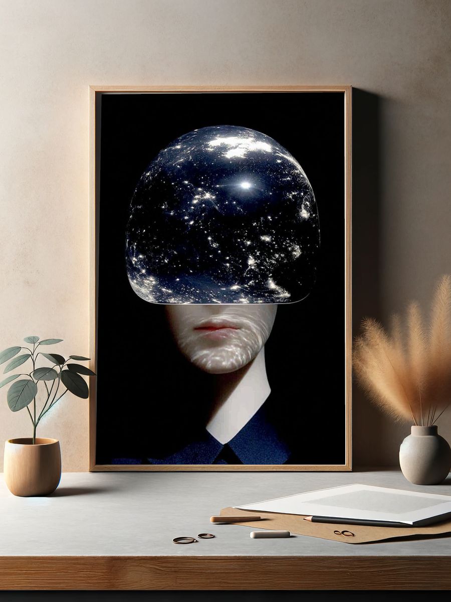 Cosmic Face Surrealism Print. — room view 2