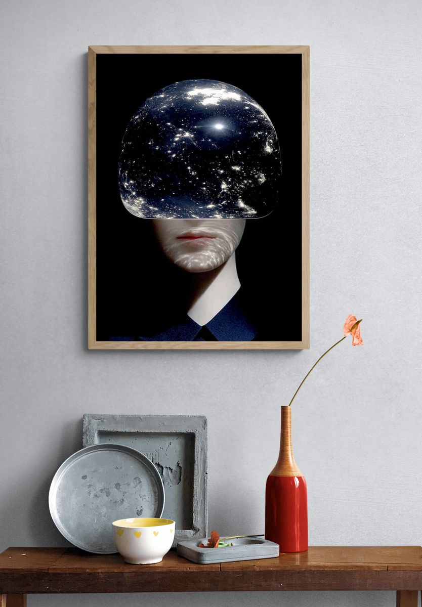 Cosmic Face Surrealism Print. — room view 3
