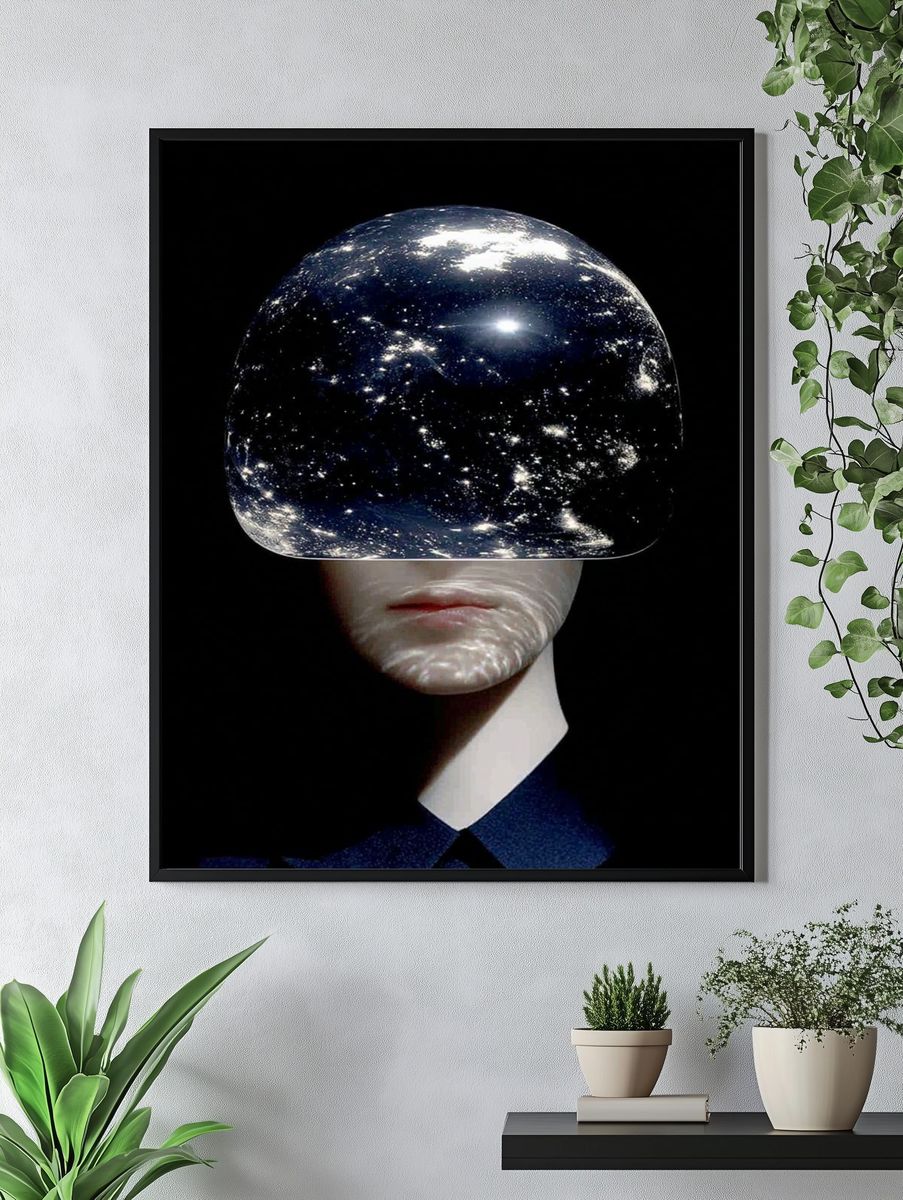 Cosmic Face Surrealism Print. — room view 4