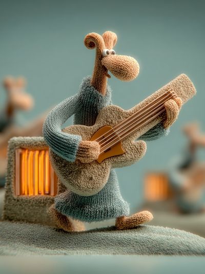 Whimsical Guitar Player Illustration Poster. poster print