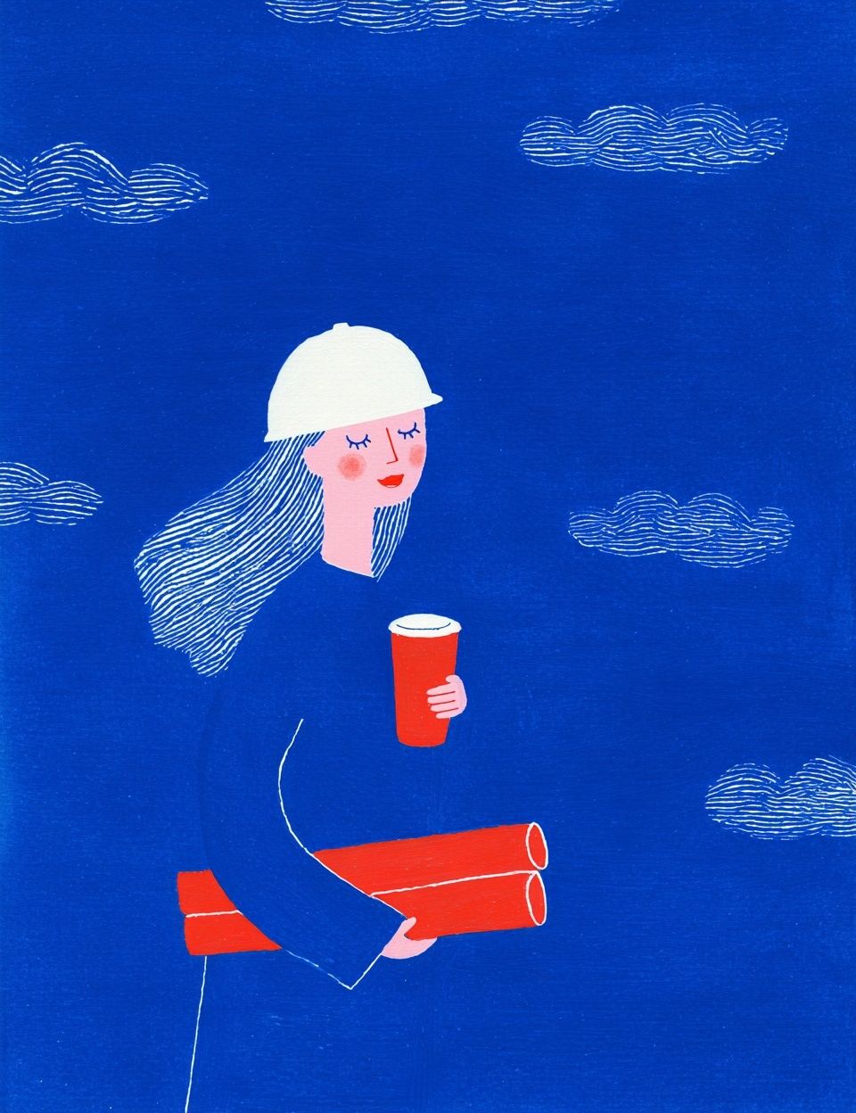 Blue Worker Illustration Poster. poster — illustration art