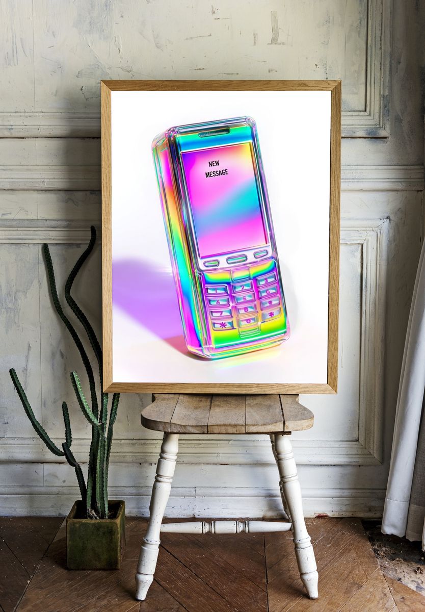 Holographic Mobile Phone Illustration Poster. — room view 1