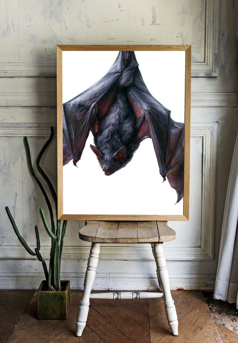 Flying Bat Illustration Poster. — room view 1