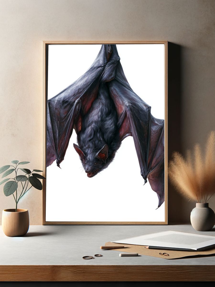 Flying Bat Illustration Poster. — room view 2