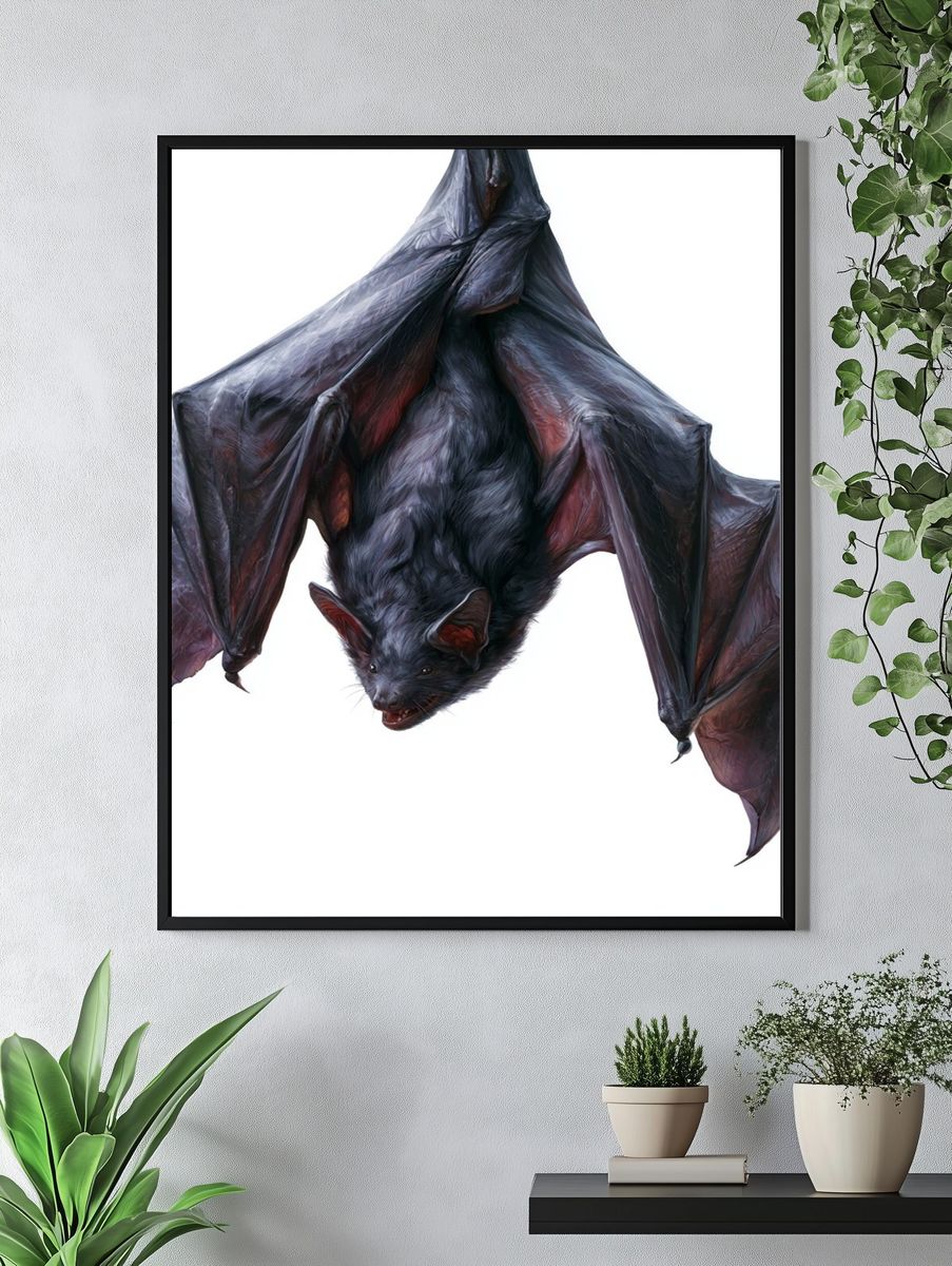 Flying Bat Illustration Poster. — room view 4
