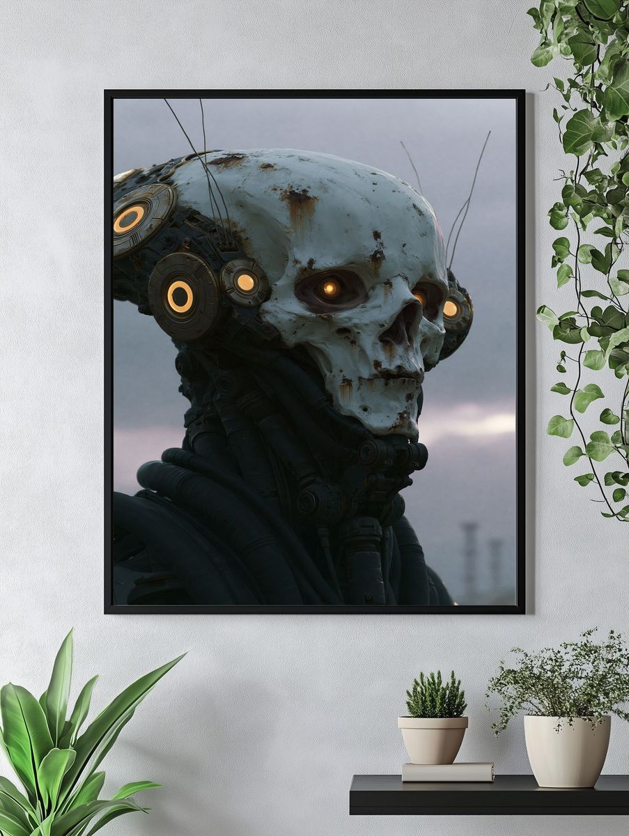 Cyber Skull Portrait Print. — room view 4