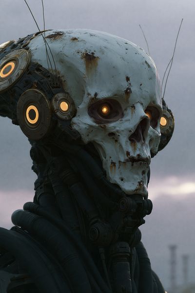 Cyber Skull Portrait Print. poster