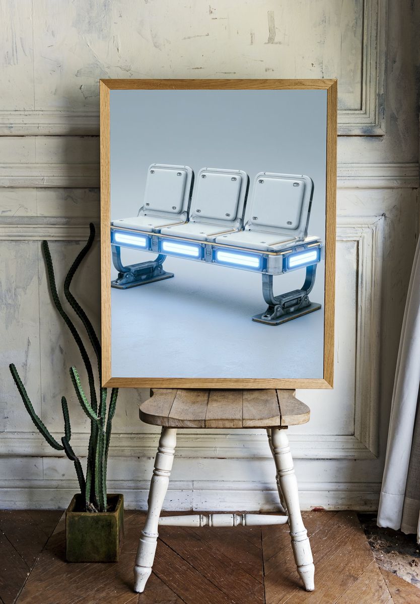 Futuristic Bench Illustration Poster. — room view 1