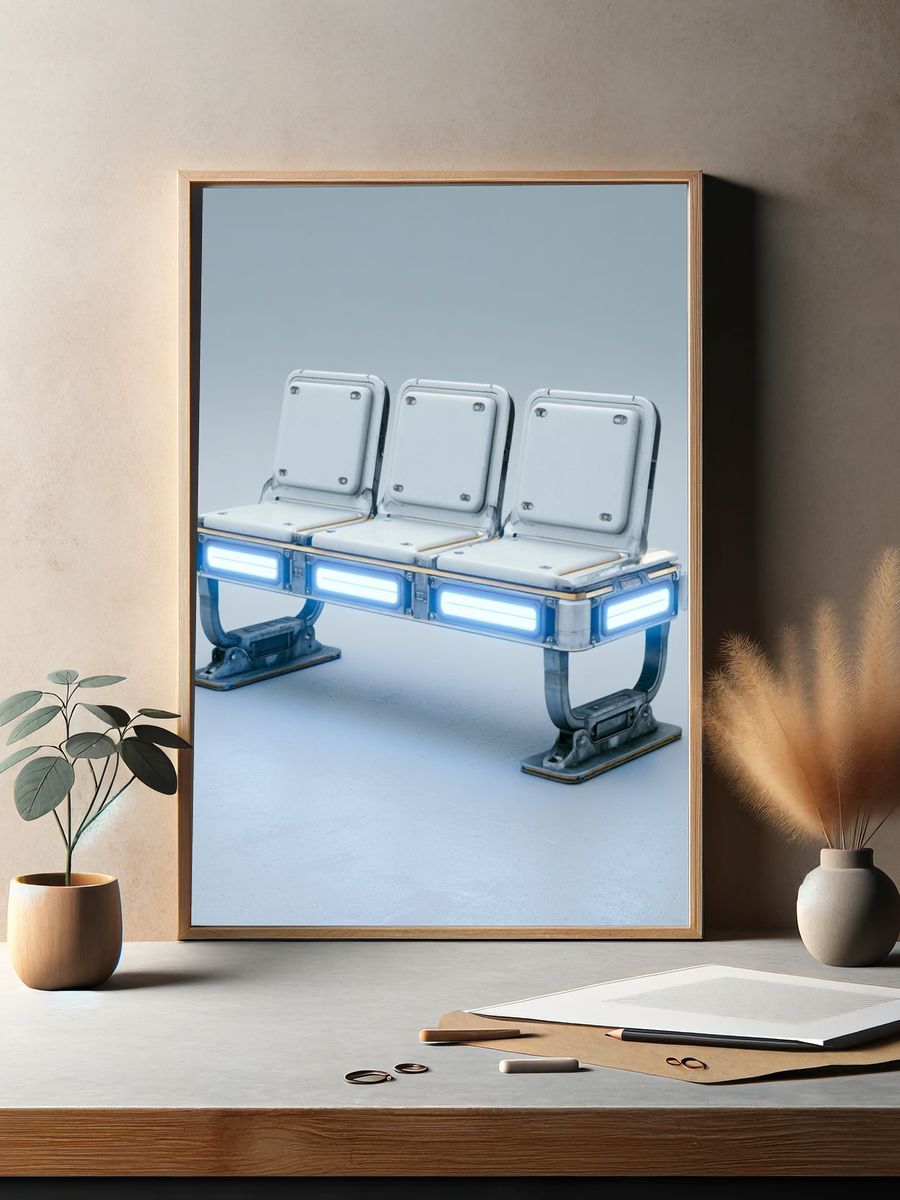 Futuristic Bench Illustration Poster. — room view 2