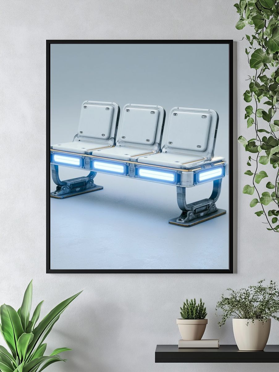 Futuristic Bench Illustration Poster. — room view 4