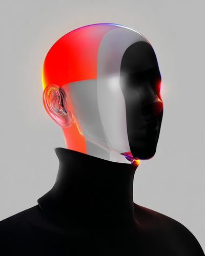Neon Chrome Head Abstract Print. poster print