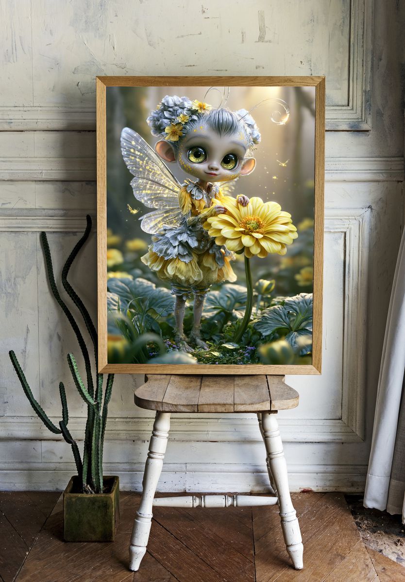Flower Fairy Portrait Print. — room view 1