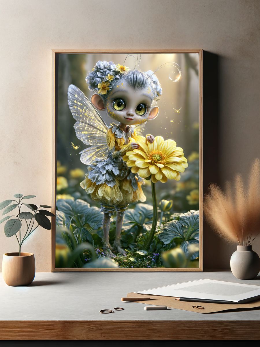 Flower Fairy Portrait Print. — room view 2
