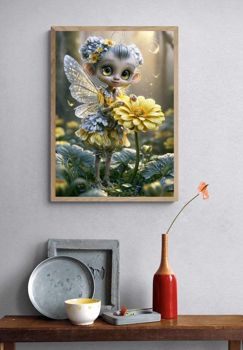 Flower Fairy Portrait Print. — room view 3