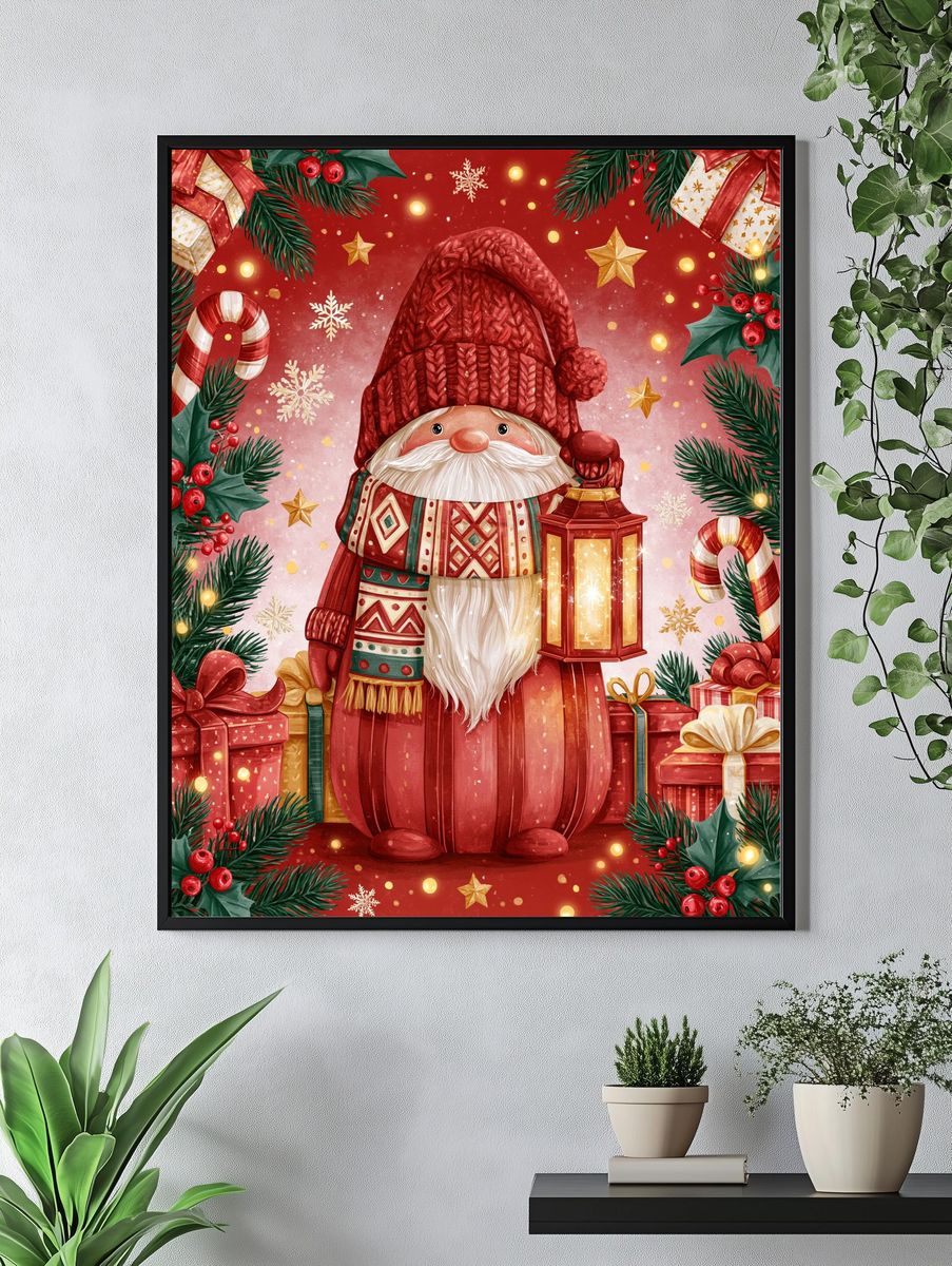 Christmas Gnome Lantern Poster. — room view 4