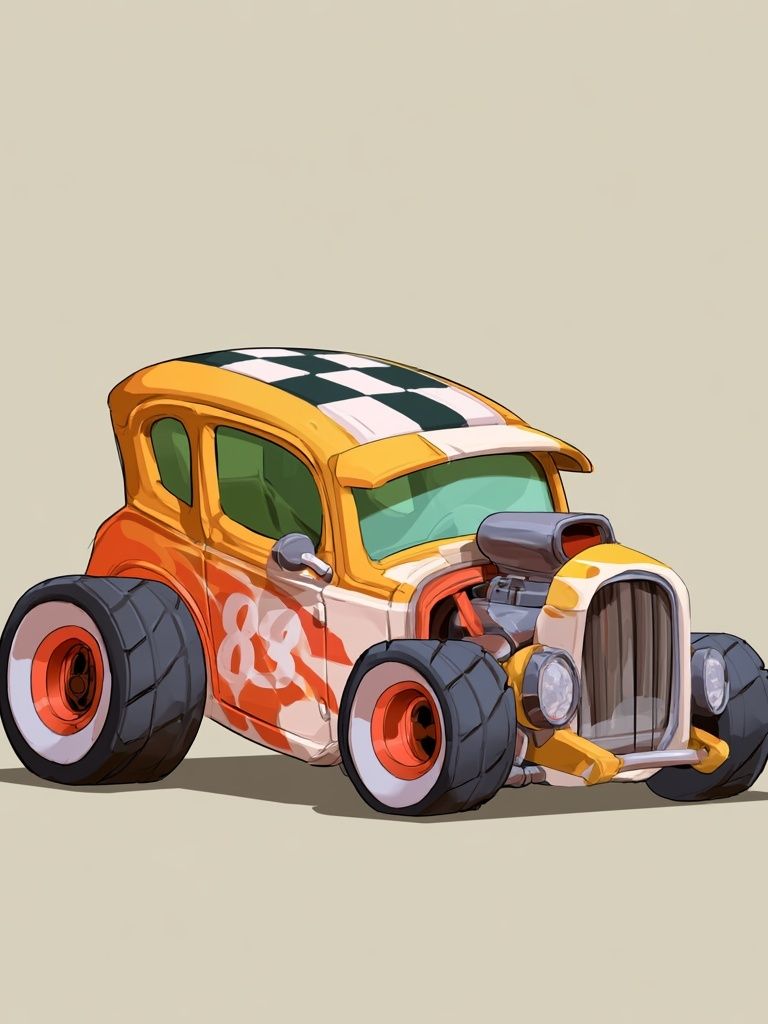 Hot Rod Cartoon Car Poster. poster — illustration art
