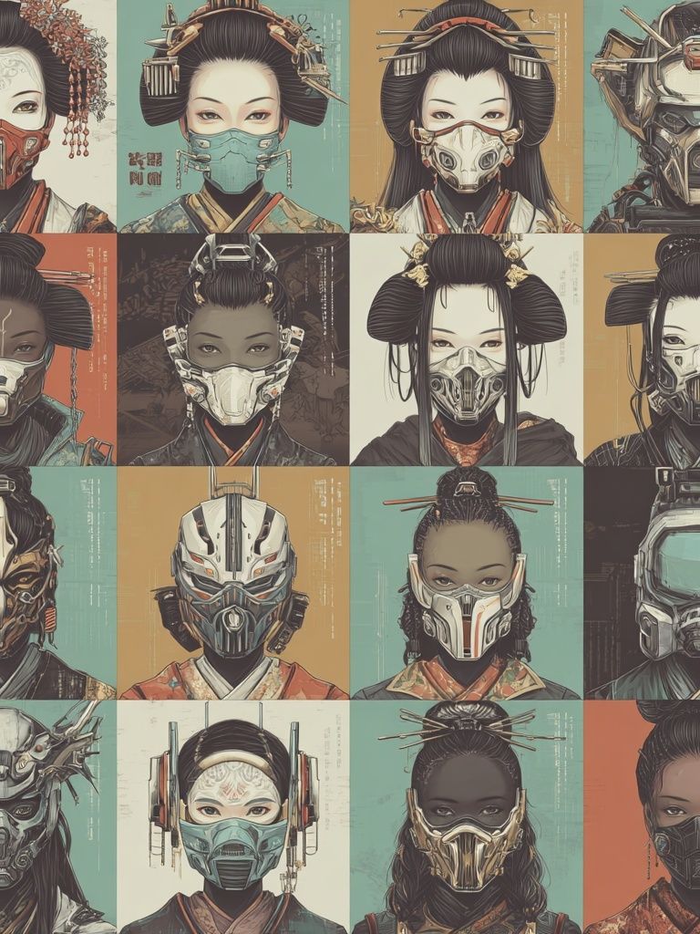 Cyber Geisha Portraits Poster. poster detail