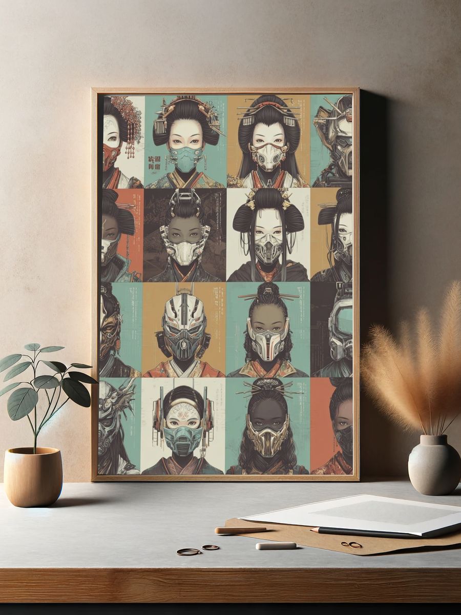 Cyber Geisha Portraits Poster. — room view 2