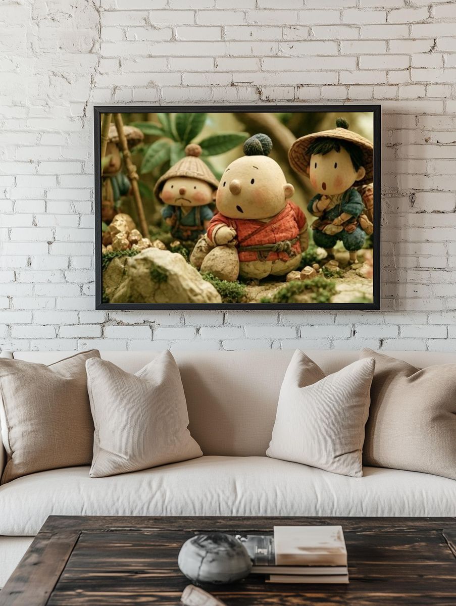 Forest Figurines Illustration Print. room preview