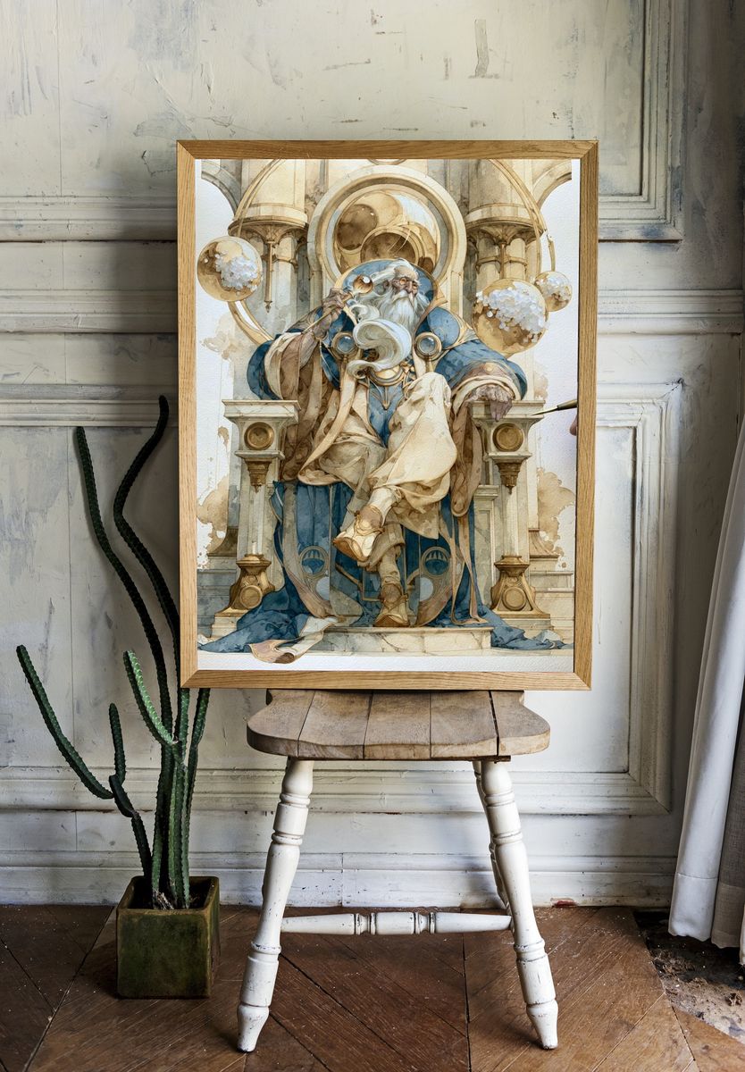 Celestial Wizard Throne Illustration Poster. — room view 1