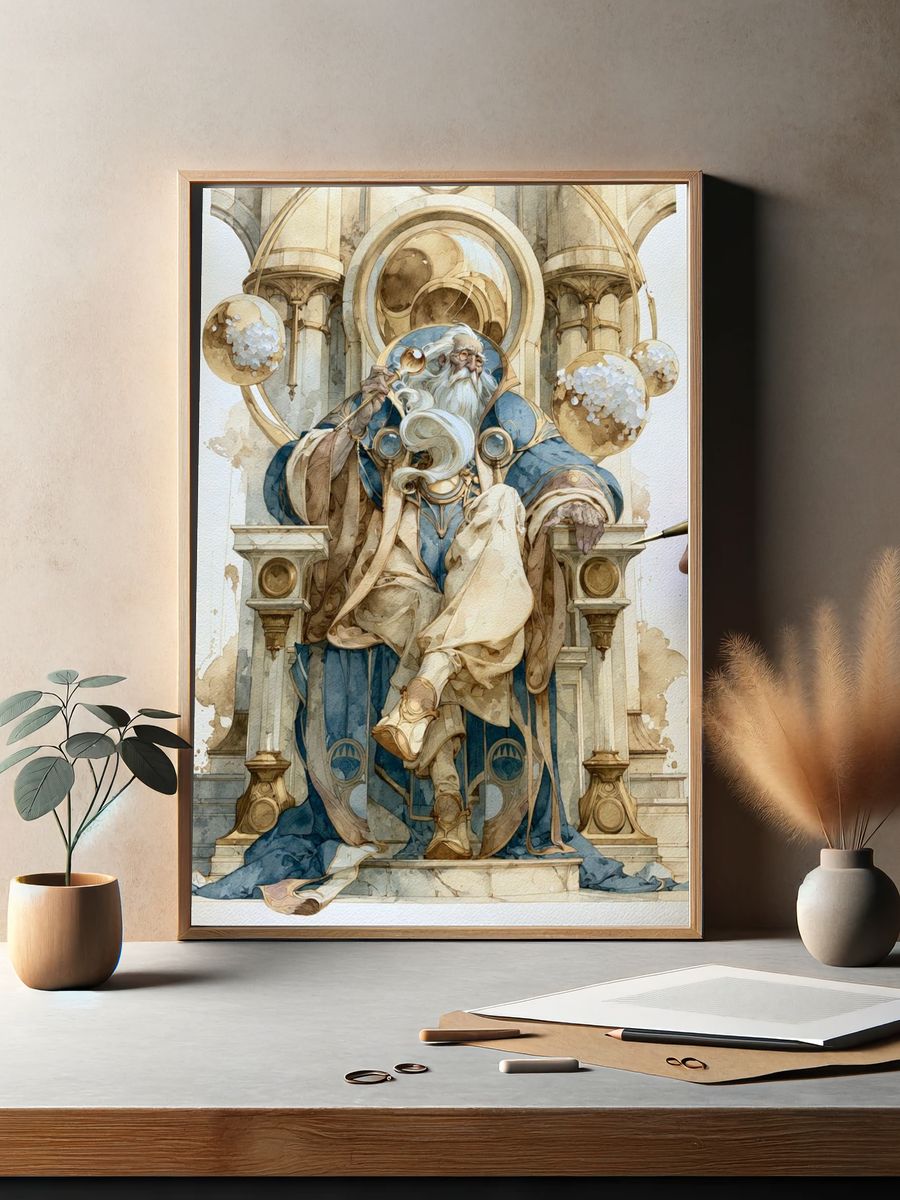 Celestial Wizard Throne Illustration Poster. — room view 2