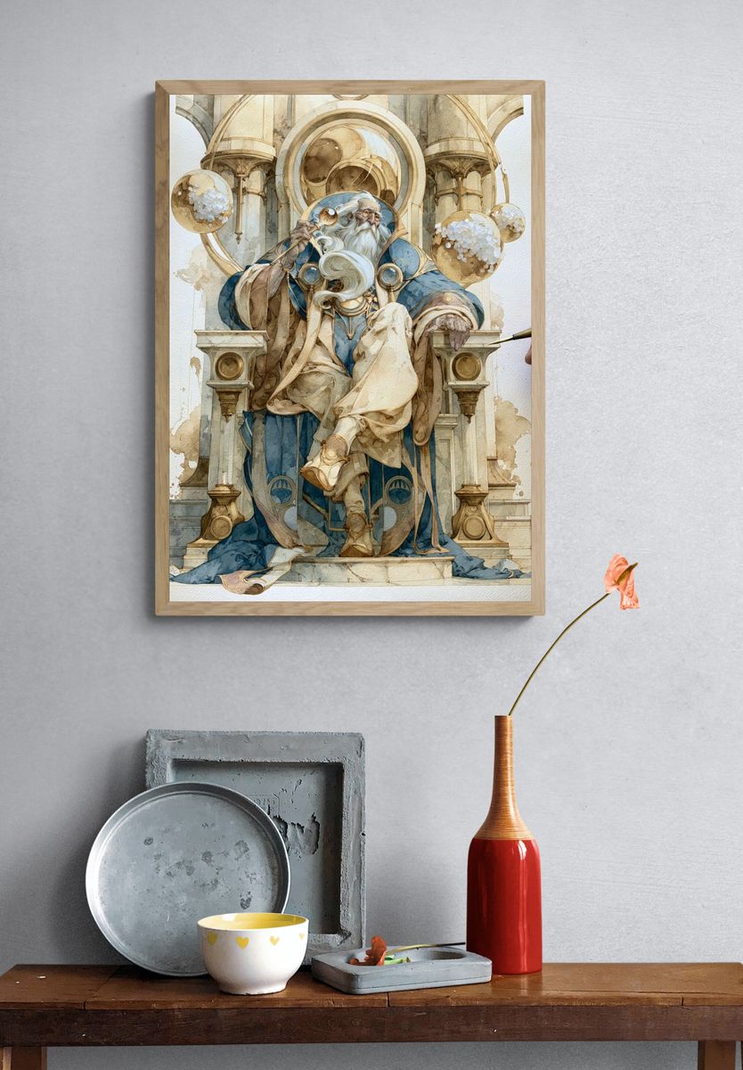 Celestial Wizard Throne Illustration Poster. — room view 3