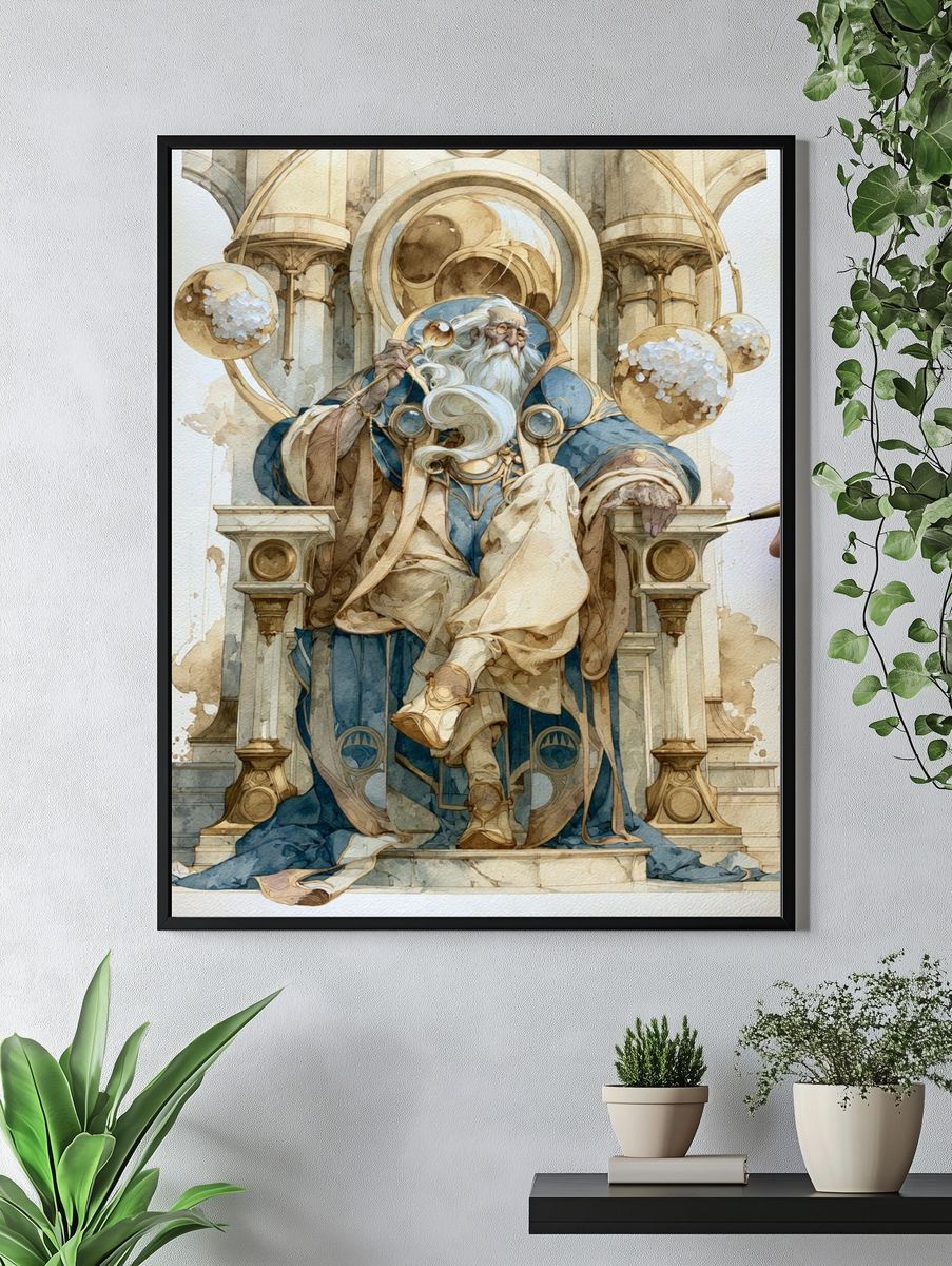 Celestial Wizard Throne Illustration Poster. — room view 4