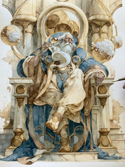 Celestial Wizard Throne Illustration Poster.