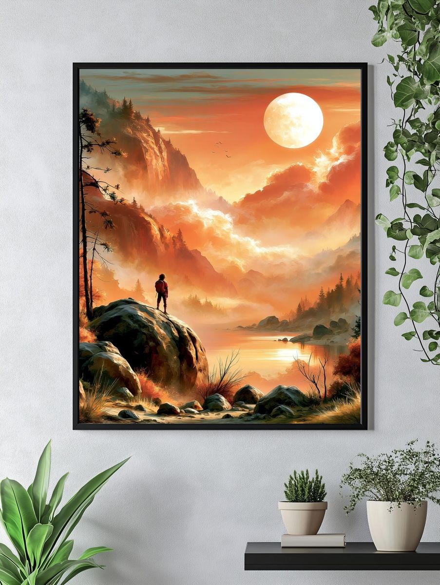 Sunset Mountain Vista Illustration Poster. — room view 4