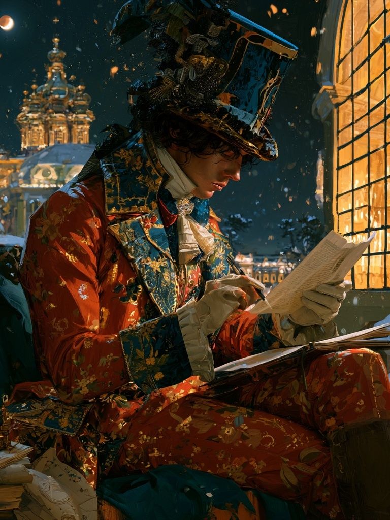 Victorian Winter Writer Illustration Poster. poster detail