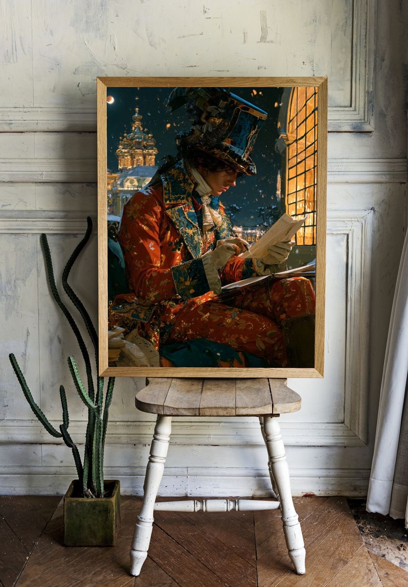 Victorian Winter Writer Illustration Poster. room preview