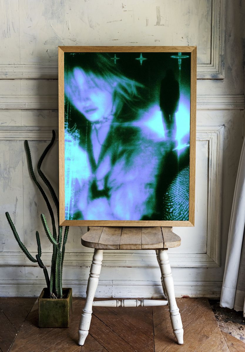Cyberpunk Portrait Digital Art Print. — room view 1