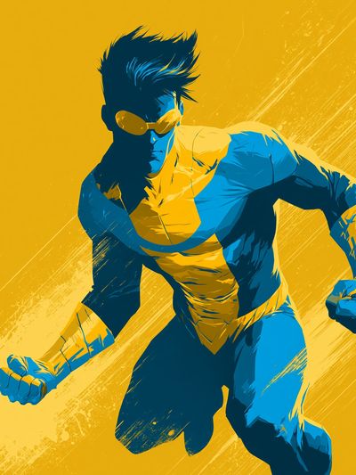 Superhero Action Illustration Poster.