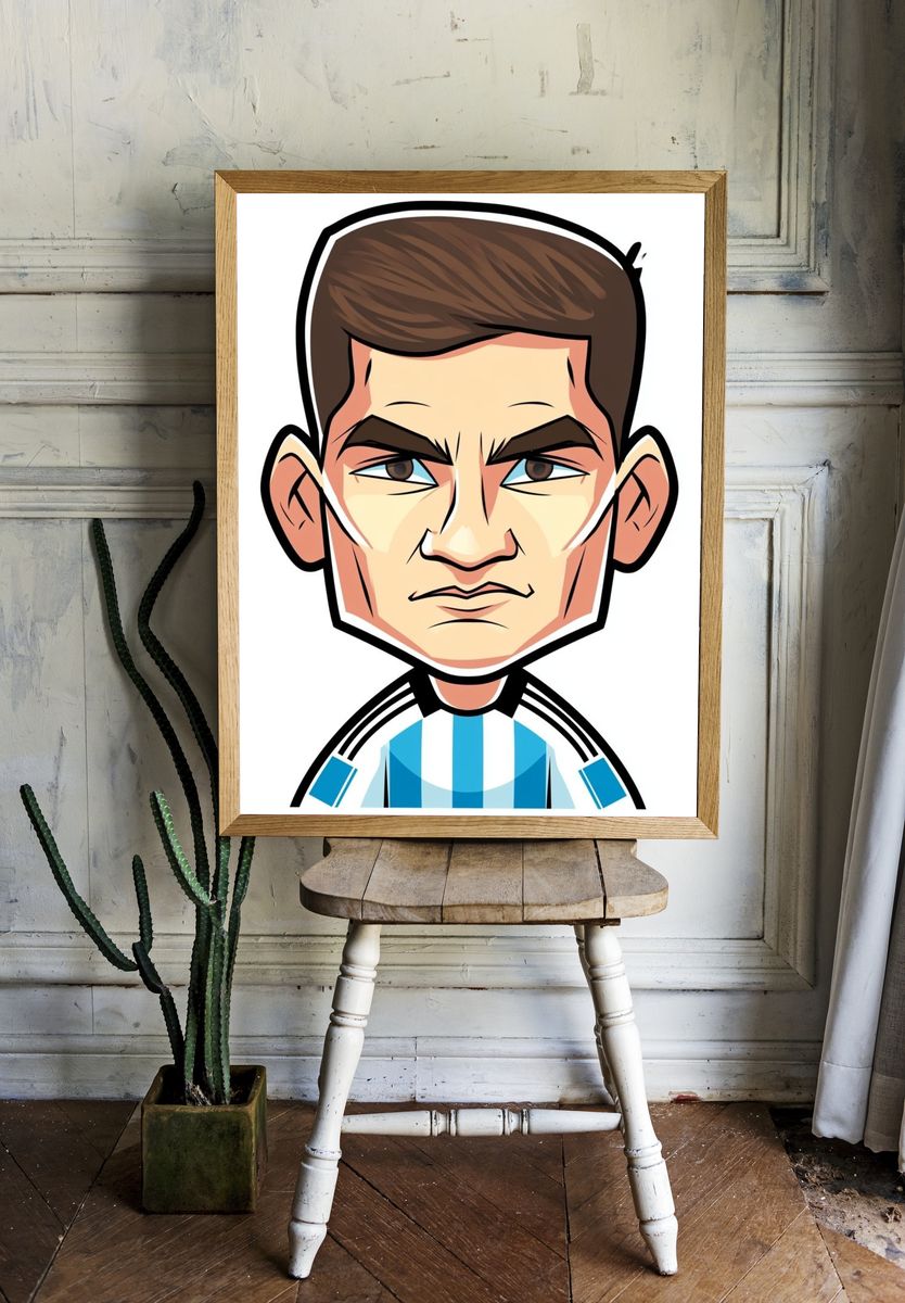 Football Star Cartoon Portrait Poster. room preview
