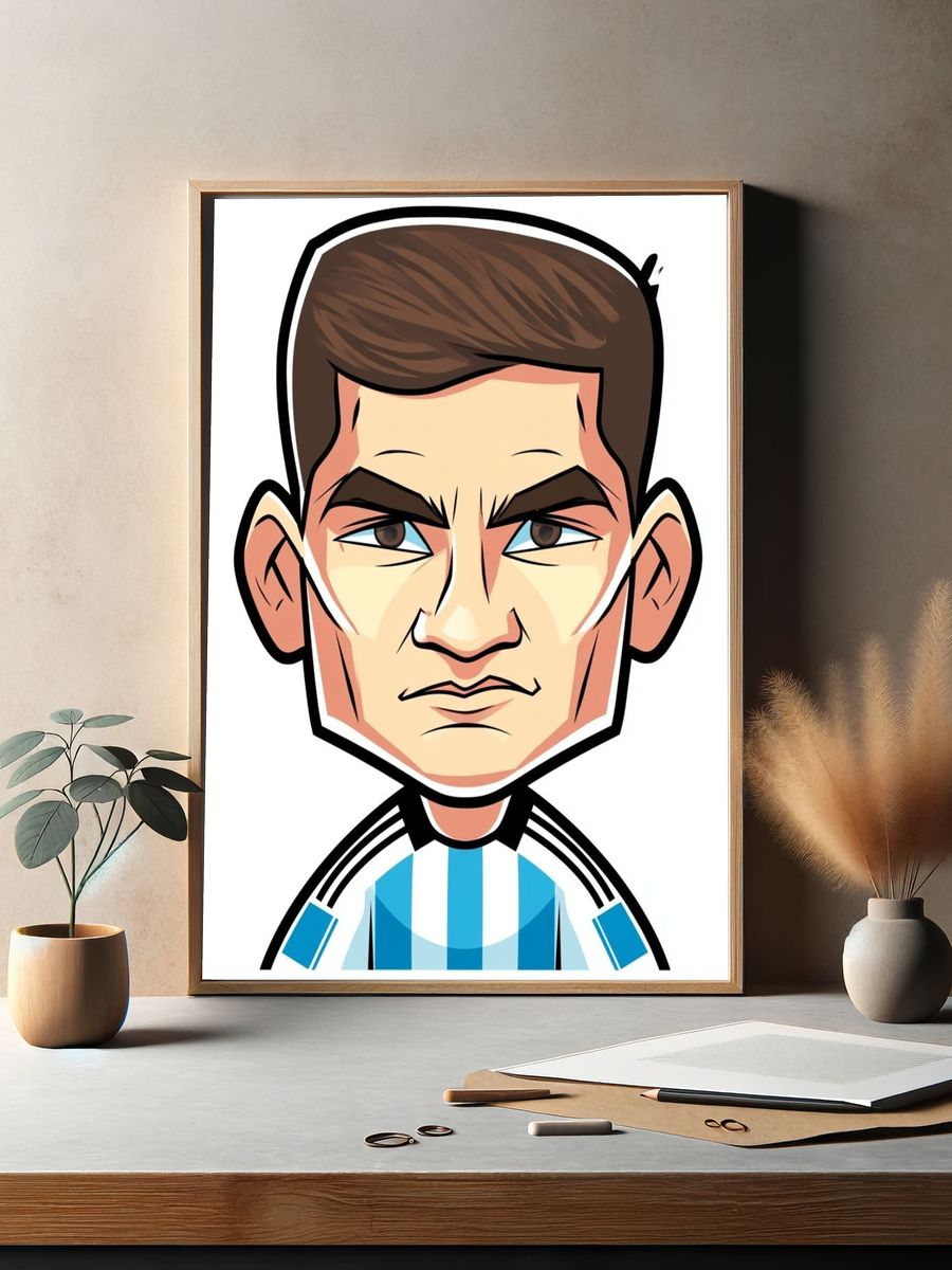Football Star Cartoon Portrait Poster. — room view 2