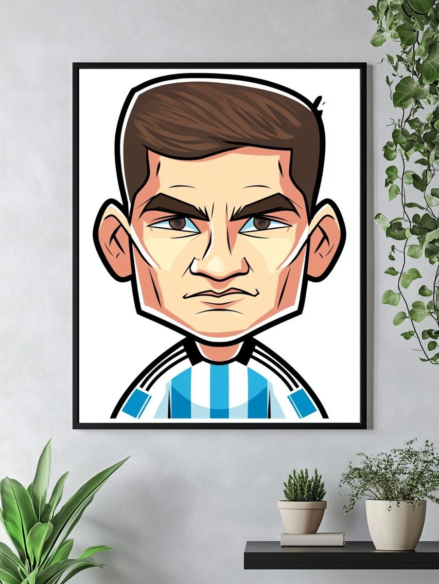 Football Star Cartoon Portrait Poster. — room view 4